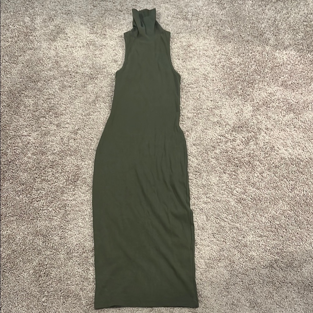 Zara Green Ribbed Sheath Maxi Dress